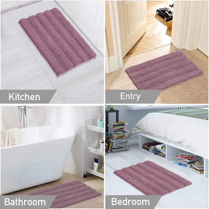 Chenille Bathroom Rugs Set Extra Thick Bath Mat Non-Skid 2 Piece