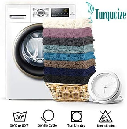 Chenille Bathroom Rugs Set Extra Thick Bath Mat Non-Skid 2 Piece