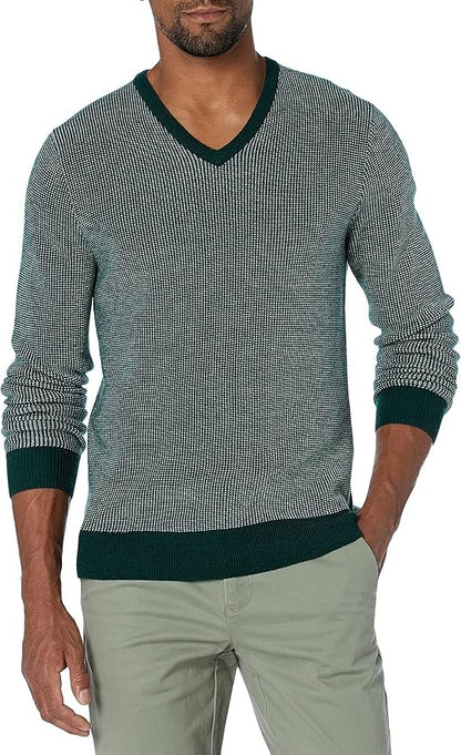 Goodthreads Men's Lightweight Merino Wool V-Neck Birdseye Sweater- XS
