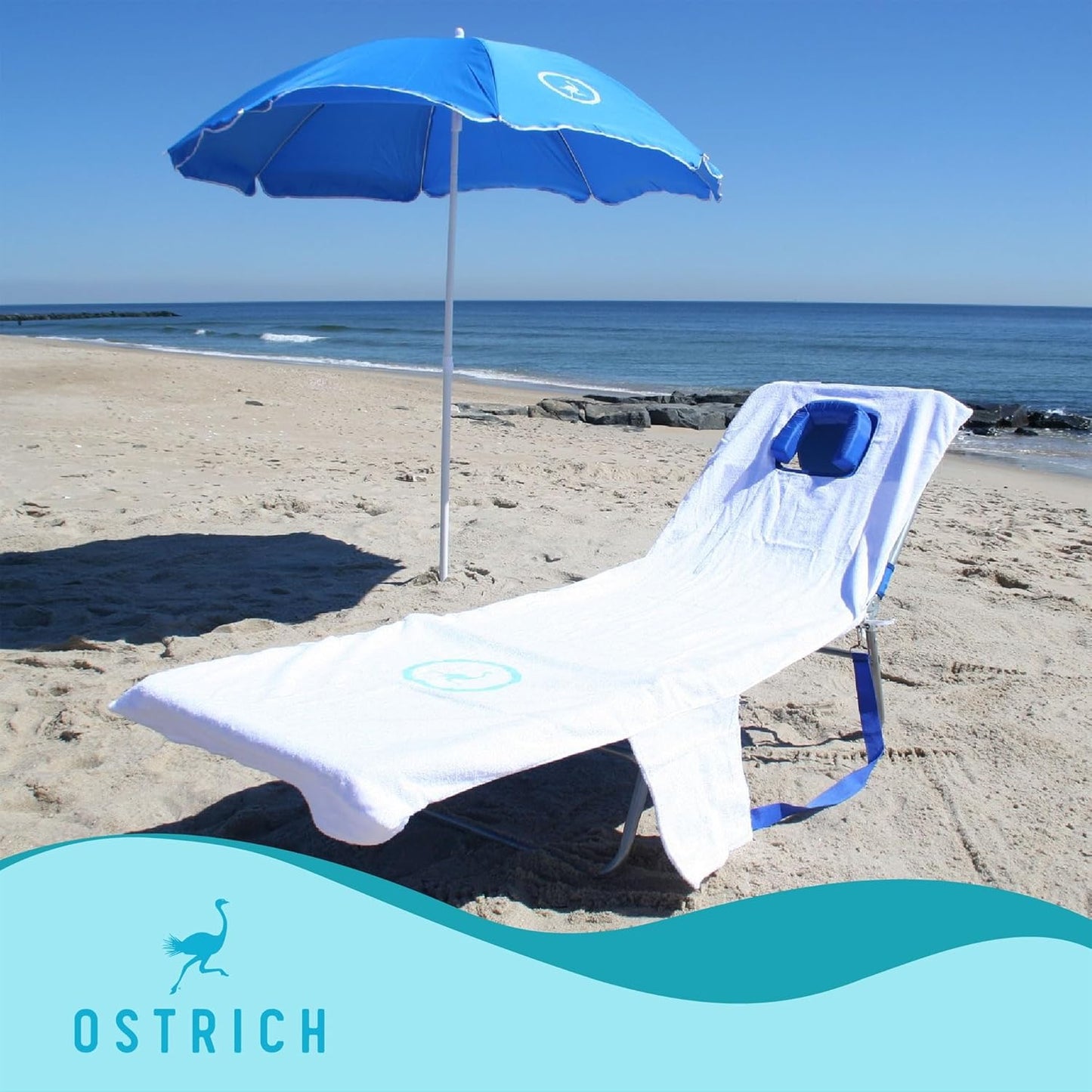 Ostrich Chaise Lounge Facedown Beach Camping Pool Tanning Chair Blue