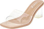 Vivianly Clear Square Toe Chunky Heeled Sandal Mule- NEW With Defect
