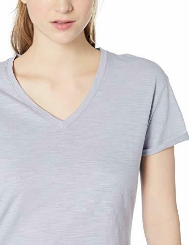 Daily Ritual Women's Roll Sleeve V-Neck T-Shirt Periwinkle Blue