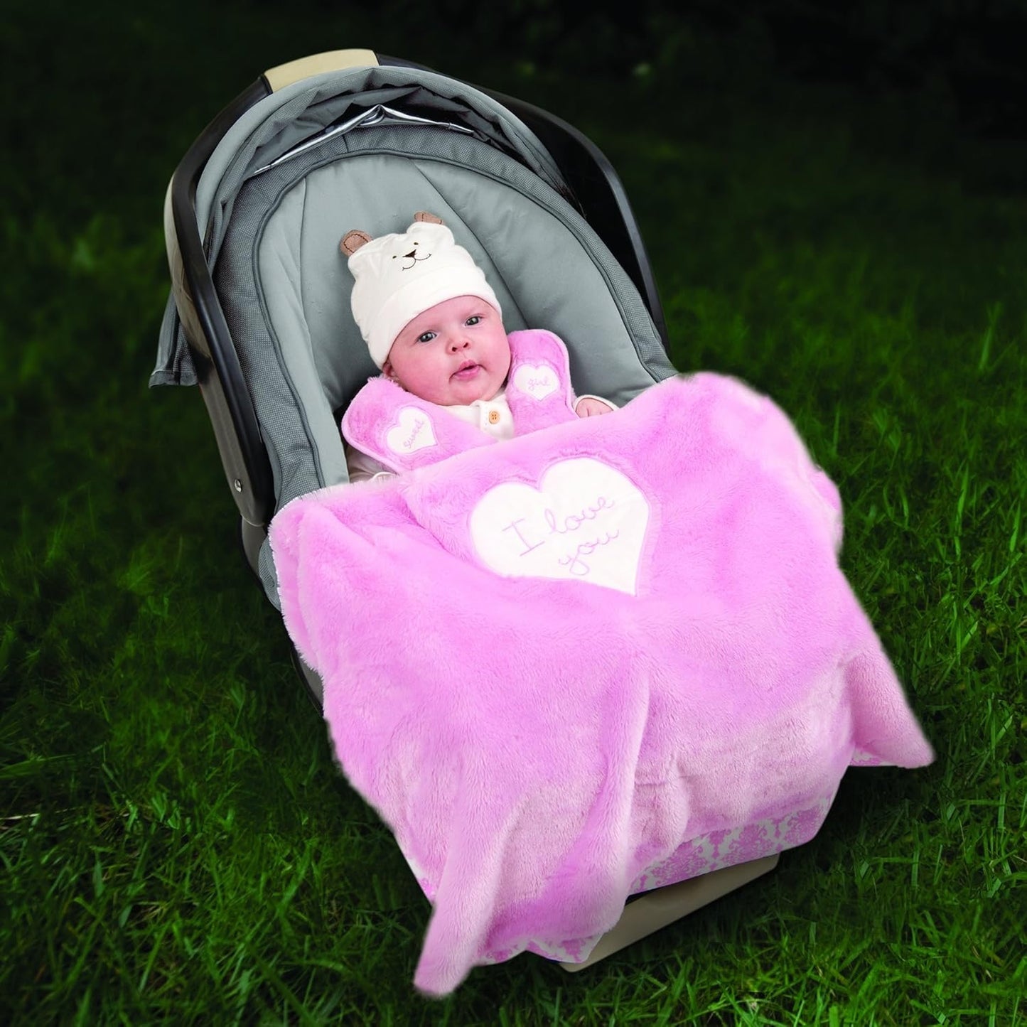 Wendy Bellissimo Travel Blanket and Strap Covers Set I love You, Pink