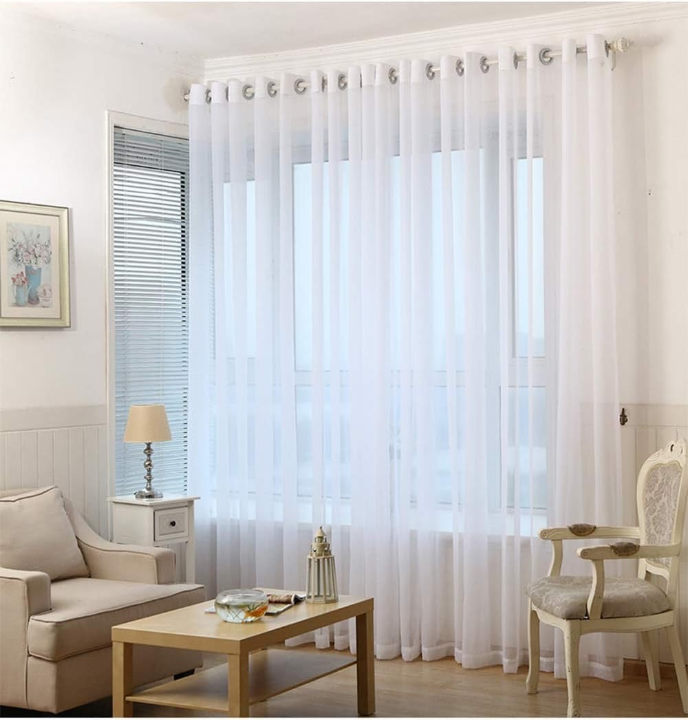 Single Panel Outdoor Indoor Curtains White Sheer Patio 108 Inch Length