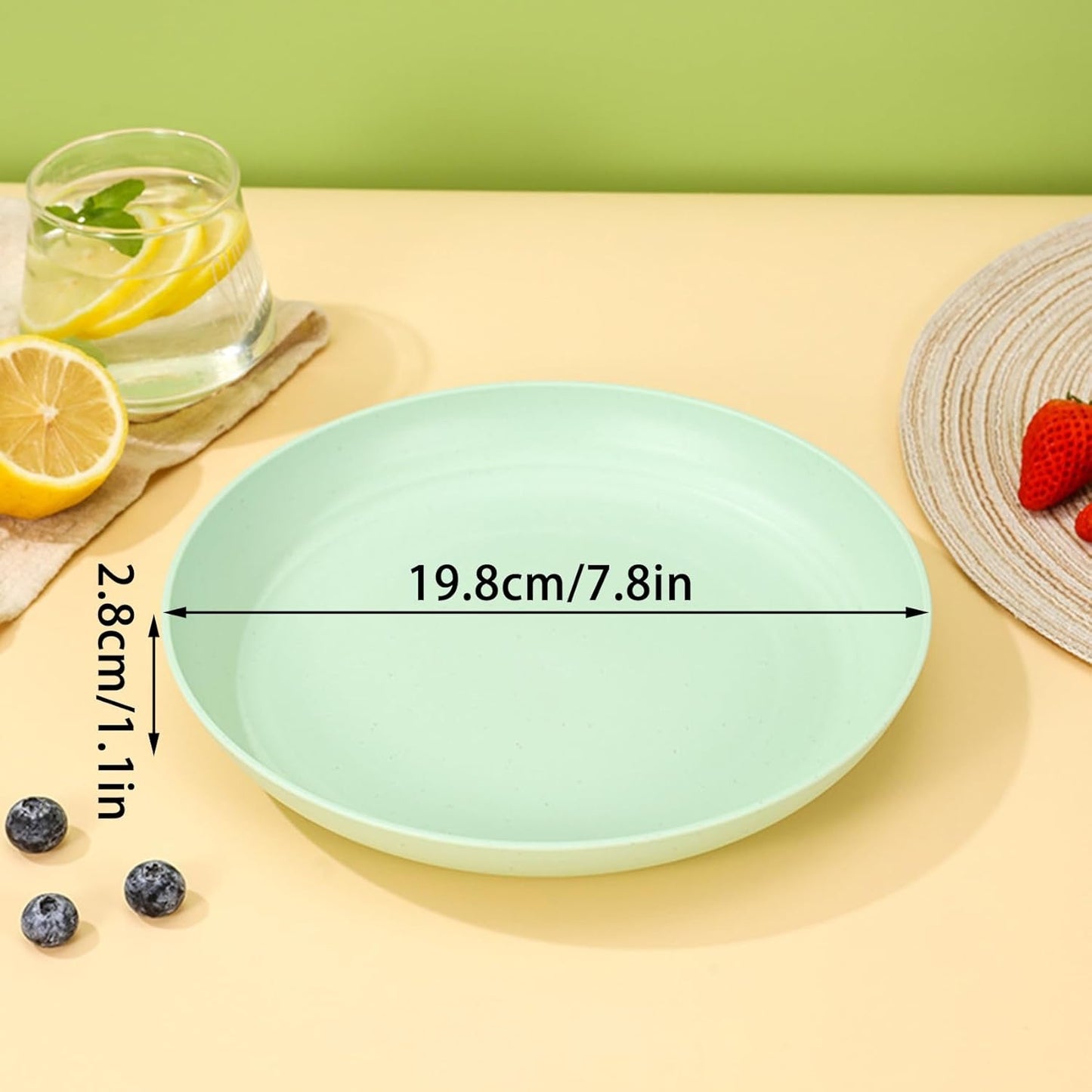 Wheat Straw Plates 7.8" Round Unbreakable Microwave Safe