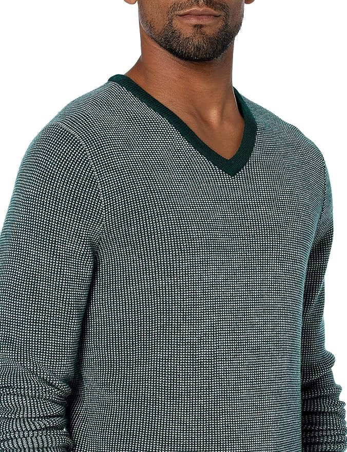 Goodthreads Men's Lightweight Merino Wool V-Neck Birdseye Sweater- XS