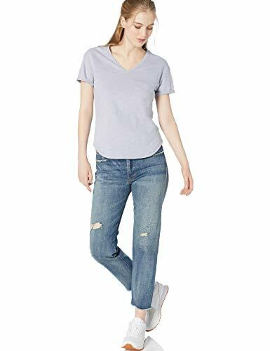Daily Ritual Women's Roll Sleeve V-Neck T-Shirt Periwinkle Blue