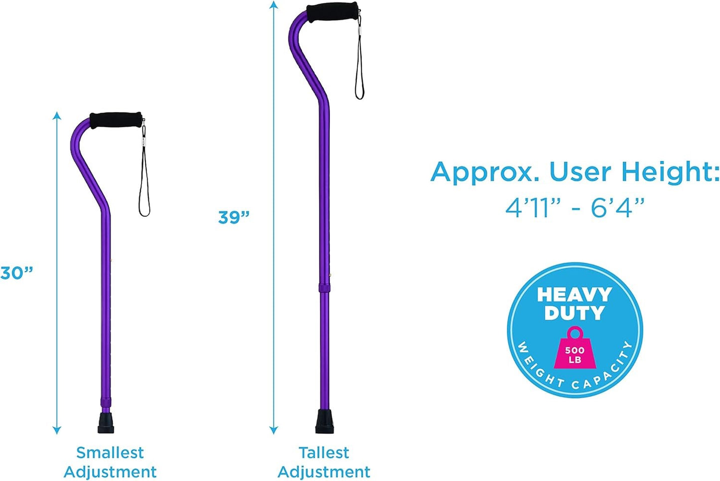 Nova Walking Cane With Offset Handle Lightweight Walking Stick Purple