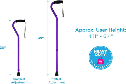 Nova Walking Cane With Offset Handle Lightweight Walking Stick Purple