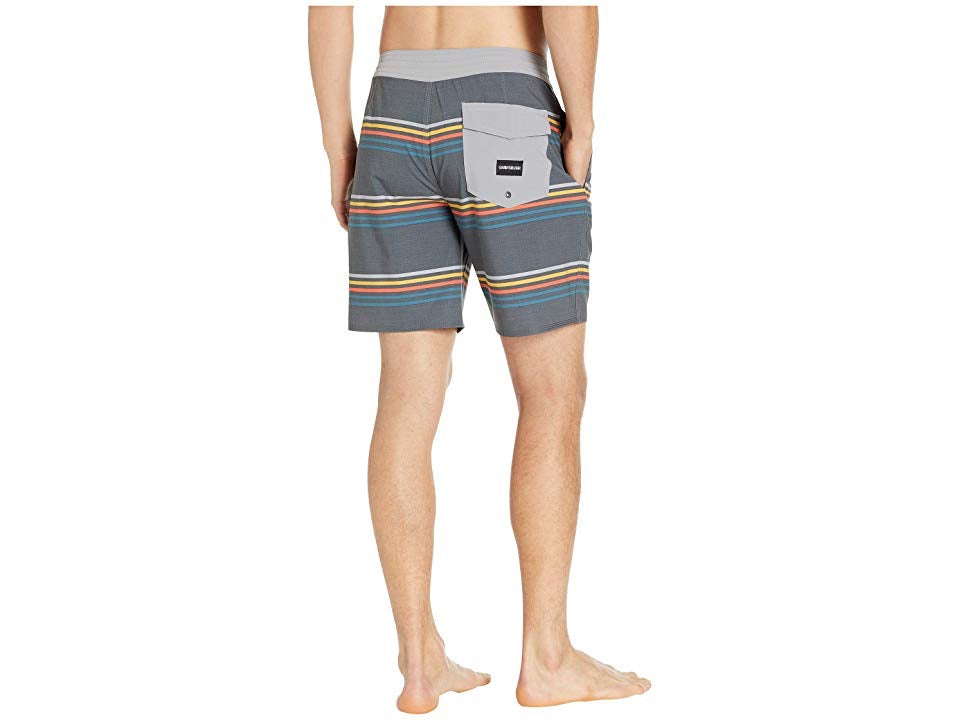 Quiksilver Men's Beach Shorts Stripes Gray Trunks Size 38, 18"Inch