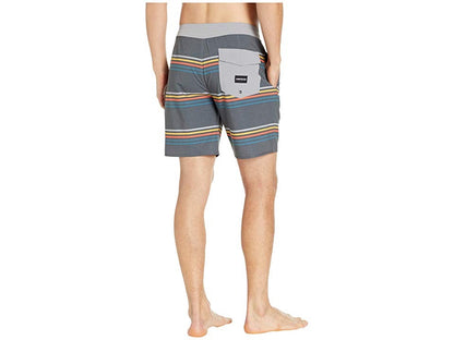 Quiksilver Men's Beach Shorts Stripes Gray Trunks Size 38, 18"Inch