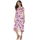 Juicy Couture Pink Faux Wrap Midi Dress With Purple Floral Print