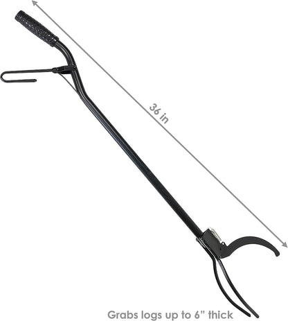 36-Inch Log Grabber Claw Tongs Fire Pit Tongs Spring Lever Action