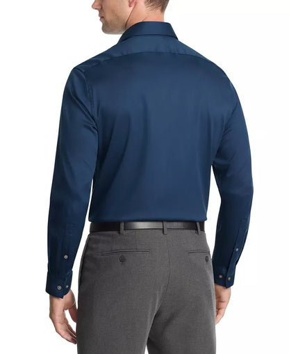 Kenneth Cole Reaction Men's Slim Fit Stretch Dress Shirt Dark Blue