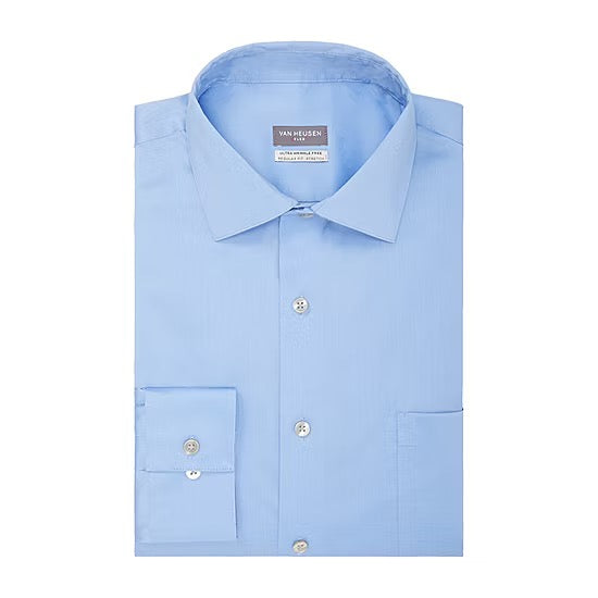 Van Heusen Men's Dress Shirt Regular Fit Flex Collar Stretch Blue