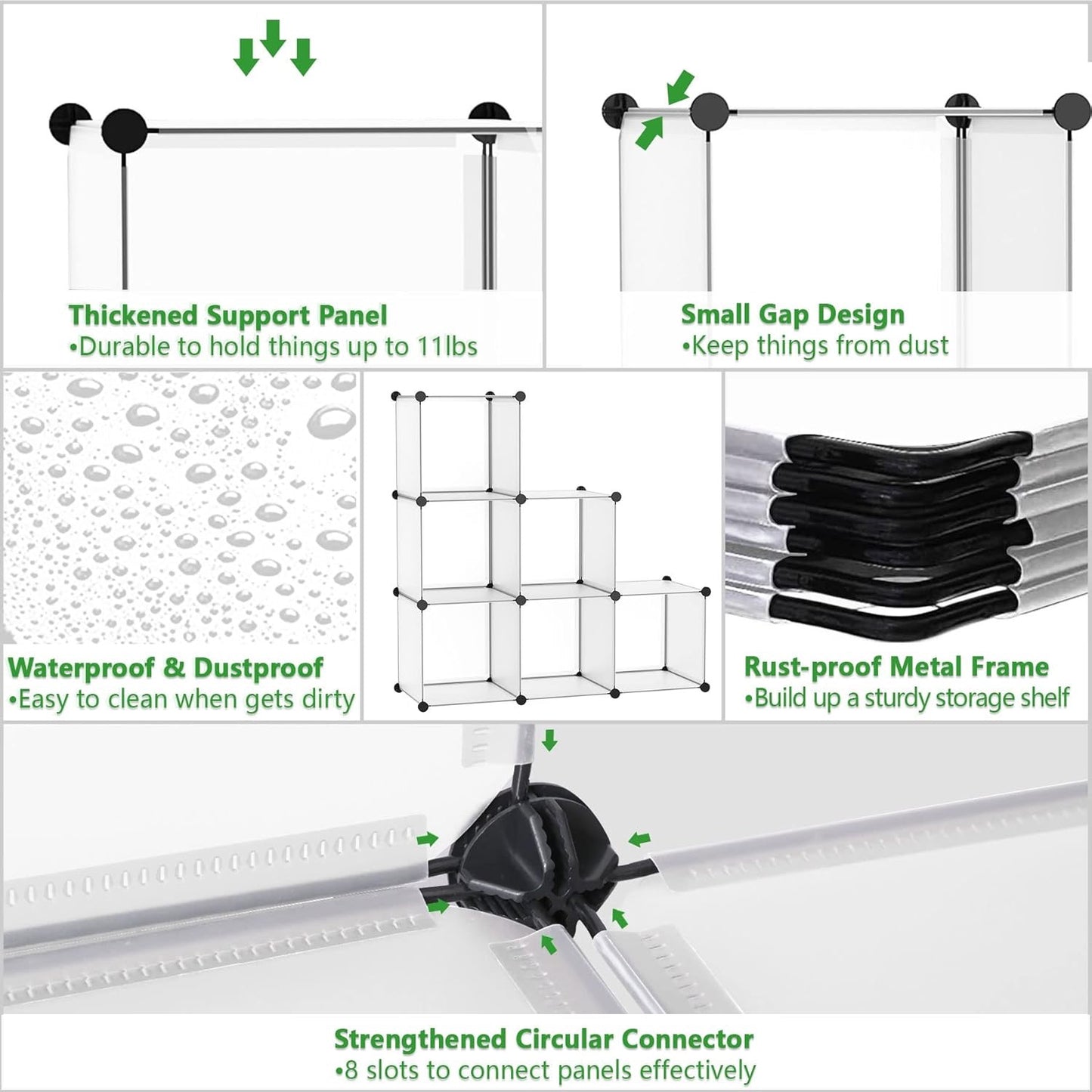 6-Cube Storage Organizer, Stackable Closet, Bookshelf, Clothes, Shoes