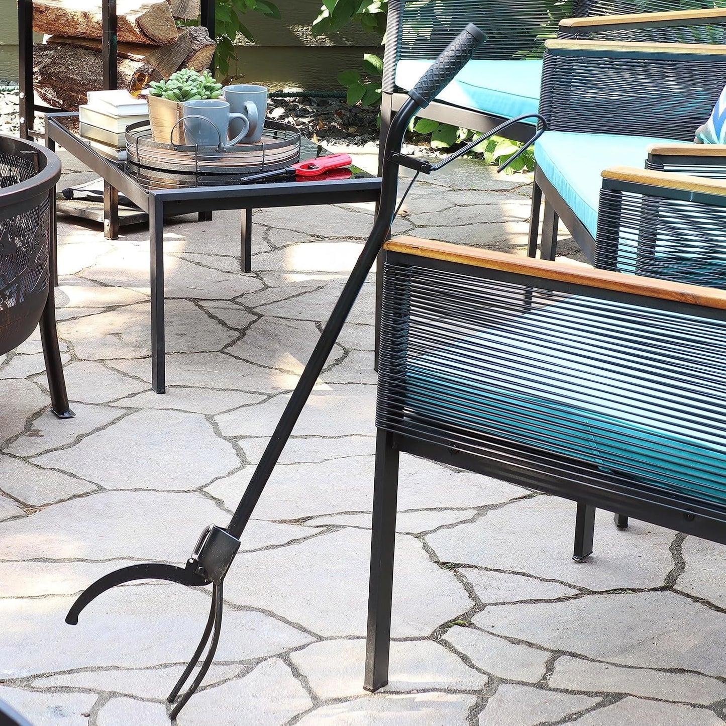 36-Inch Log Grabber Claw Tongs Fire Pit Tongs Spring Lever Action