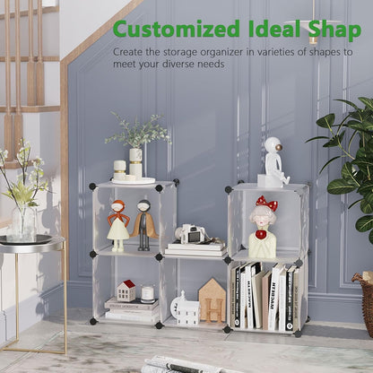 6-Cube Storage Organizer, Stackable Closet, Bookshelf, Clothes, Shoes