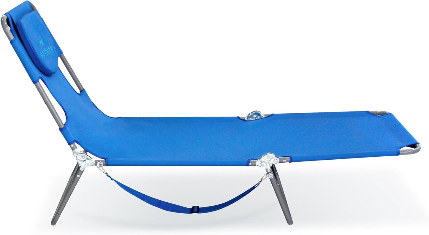 Ostrich Chaise Lounge Facedown Beach Camping Pool Tanning Chair Blue