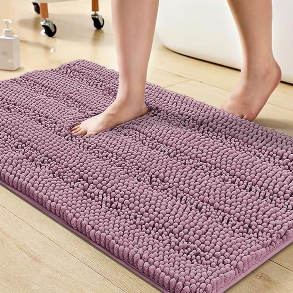 Chenille Bathroom Rugs Set Extra Thick Bath Mat Non-Skid 2 Piece
