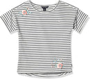 Nautica Girls Little Short Sleeve Fashion Tee, Cream Floral Stripes