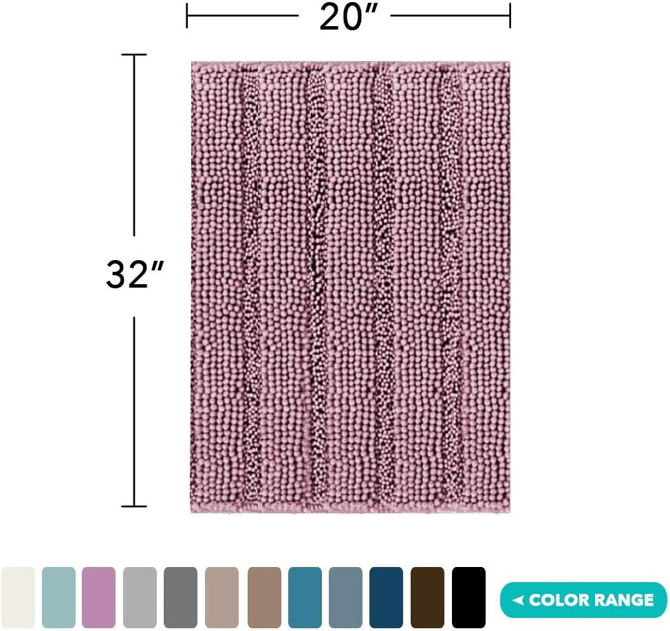 Chenille Bathroom Rugs Set Extra Thick Bath Mat Non-Skid 2 Piece