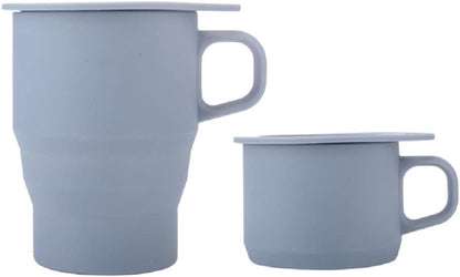 Collapsible Silicone Travel Cup with Lid & Straw for Hot & Cold Drinks