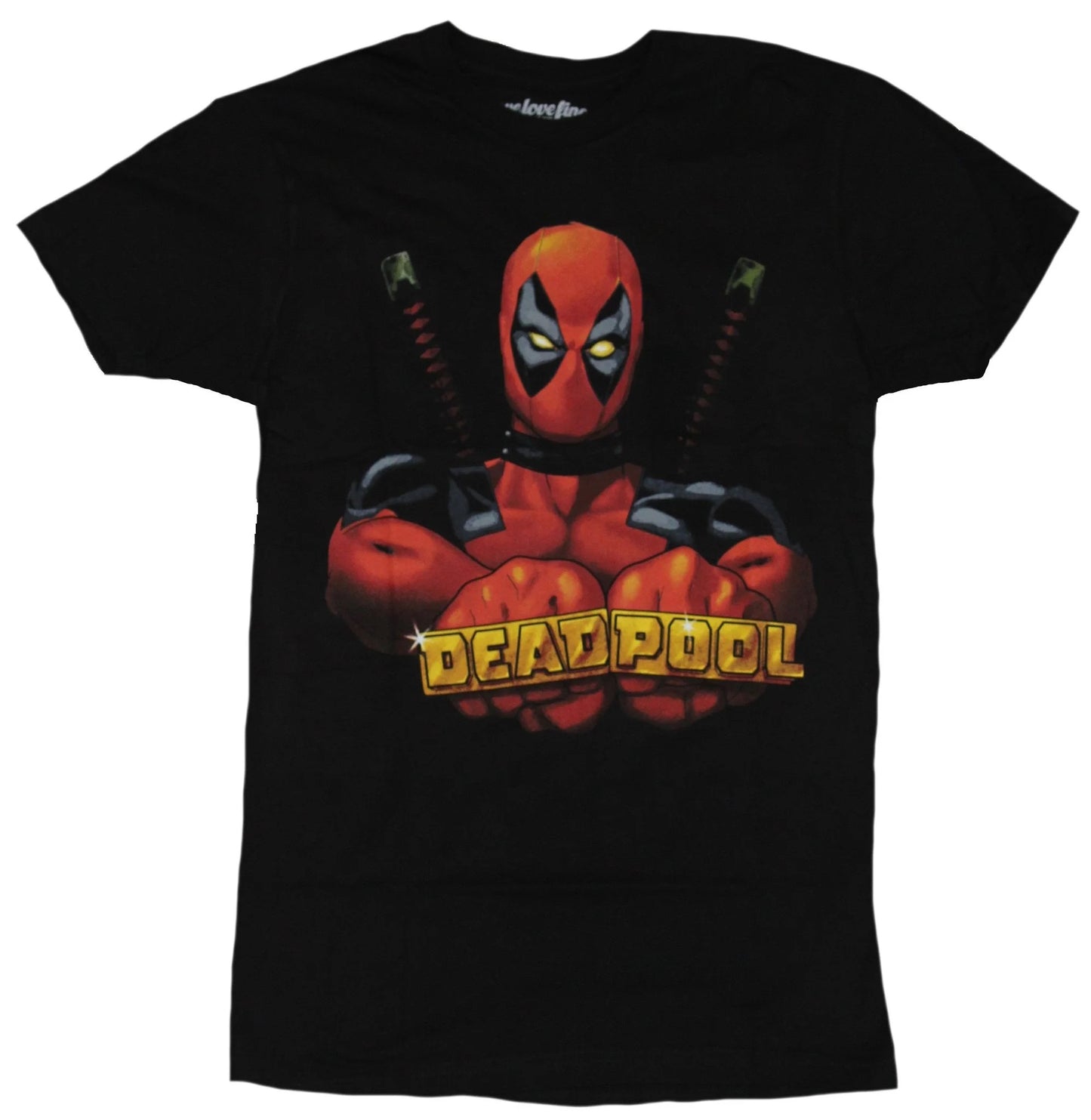 Deadpool Bling T-shirt Flexing Muscles Marvel Comics Men's Medium