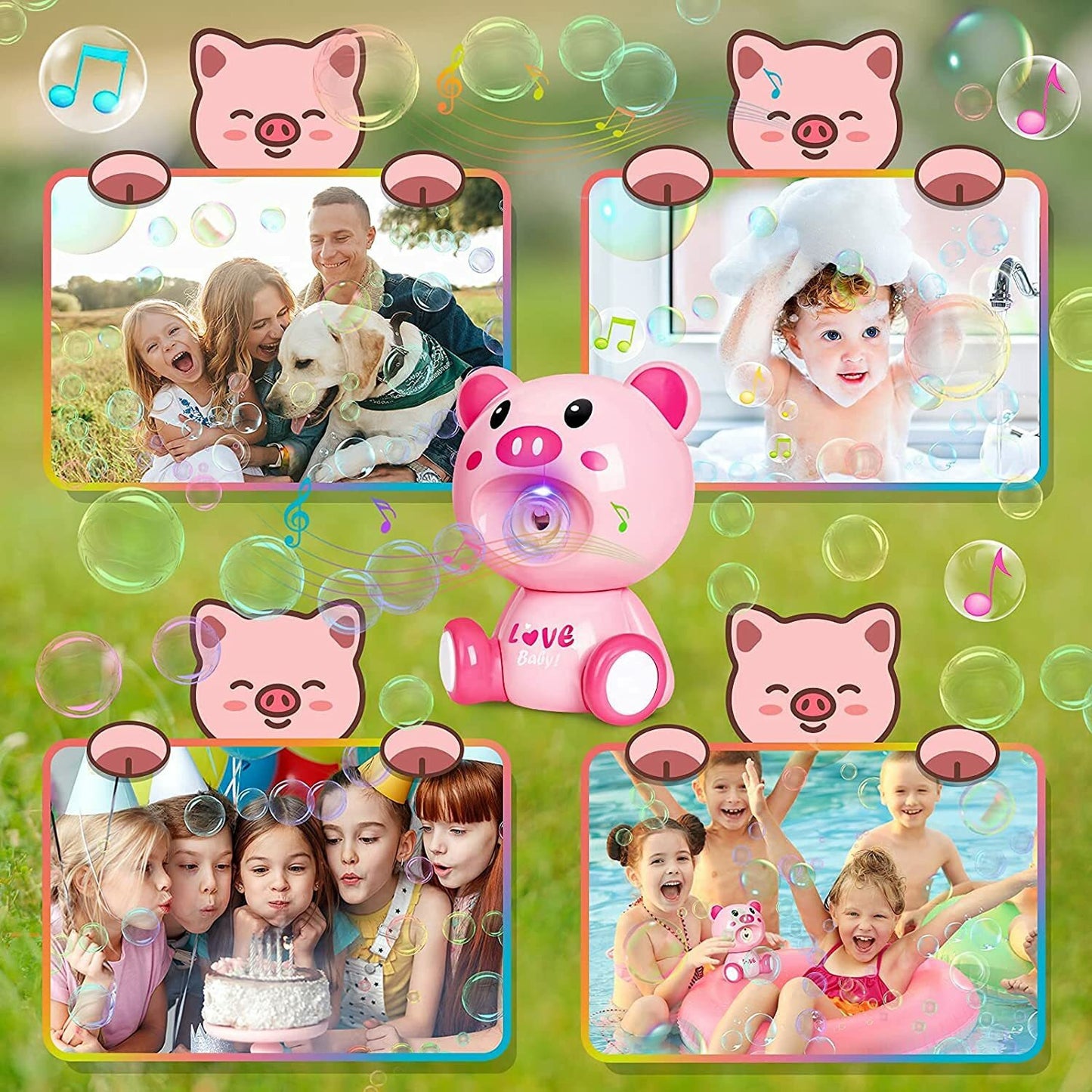 Bubbles Love Pig Blowing Machine for Kids Outdoor and Party Play