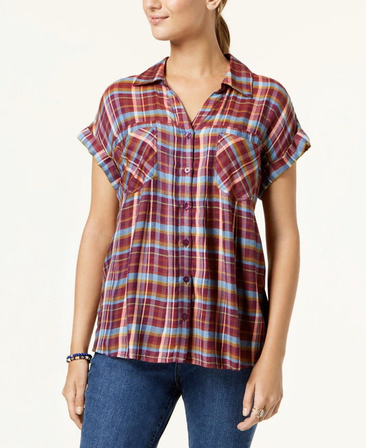 Style & Co Plaid Autumn Retreat Heirloom Checks Work Shirt