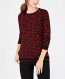 Charter Club Heart-Pattern Sweater In Black With Red Hearts