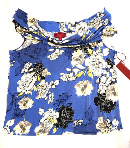 Jennifer Lopez Floral Off Shoulder Blouse Blue and White Top JLO- XL