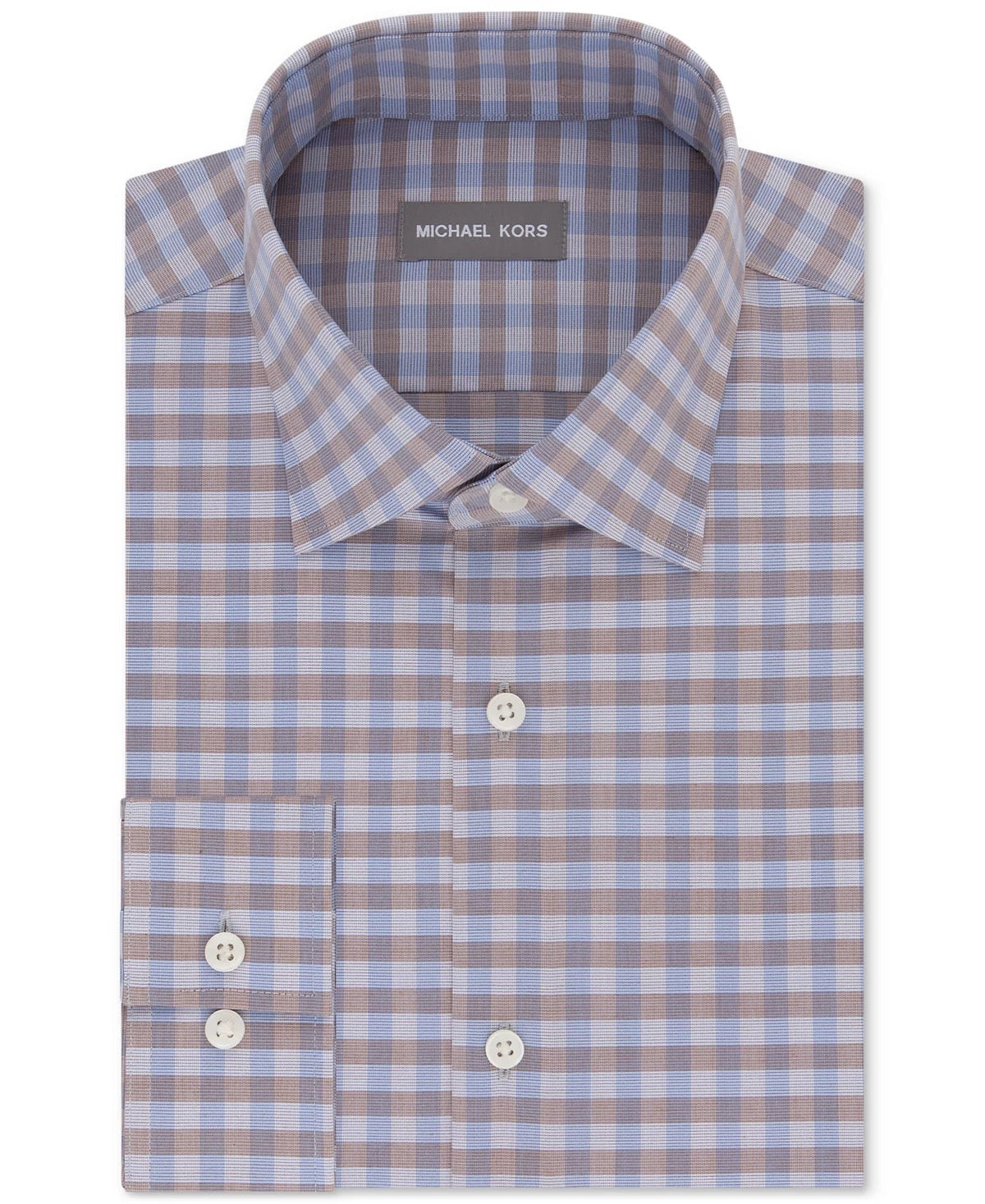 Michael Kors Men's Regular Fit Air Soft Stretch Check Dress Shirt