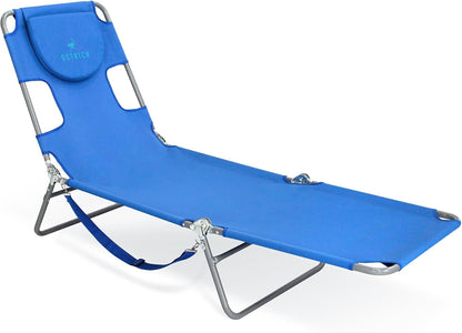 Ostrich Chaise Lounge Facedown Beach Camping Pool Tanning Chair Blue