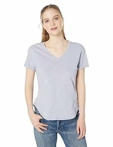 Daily Ritual Women's Roll Sleeve V-Neck T-Shirt Periwinkle Blue