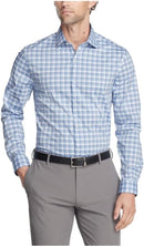 Kenneth Cole Reaction Men's Blue Check Stretch Slim-Fit Dress Shirt