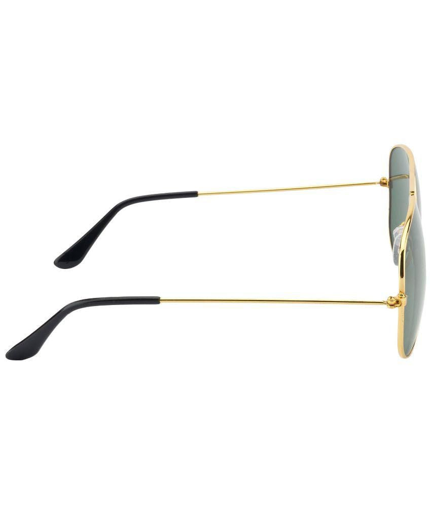 Unisex Pilot Sunglasses Aviator UV400 Mirrored Green Lens Metal Frame