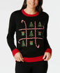 Karen Scott Holiday Tic-Tac-Toe Sweater Black, PP