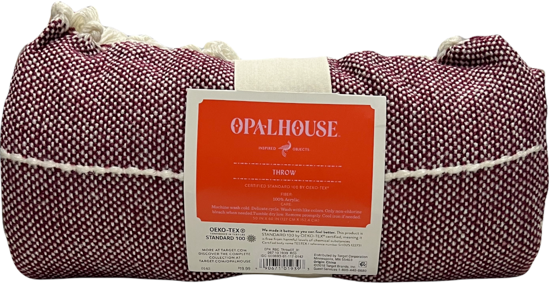 Opal House Woven Acrylic Stripe Throw Blanket With Fringe Tassels