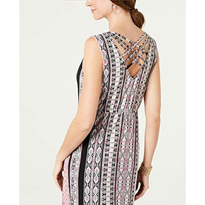 Style & Co Pink, White & Black Aztec Print Maxi Dress
